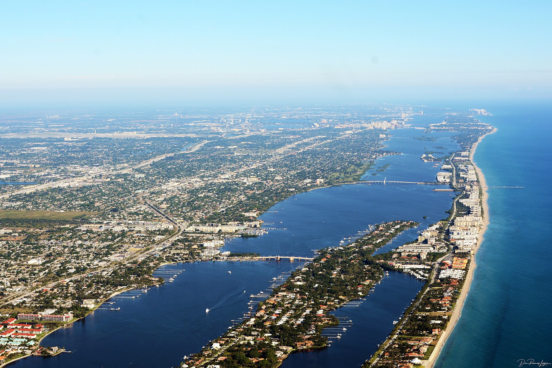 Aerial coastal view of Lantana and South Palm Beach, Florida
