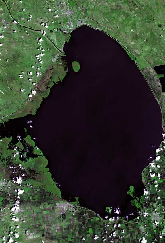 Aerial view of Lake Okeechobee and western Palm Beach County